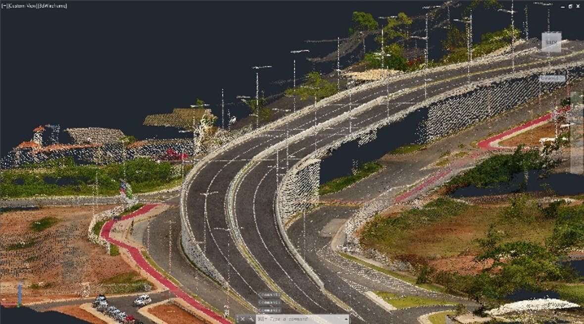 Infrastructure routière capturée par AU20 Mobile Mapping System