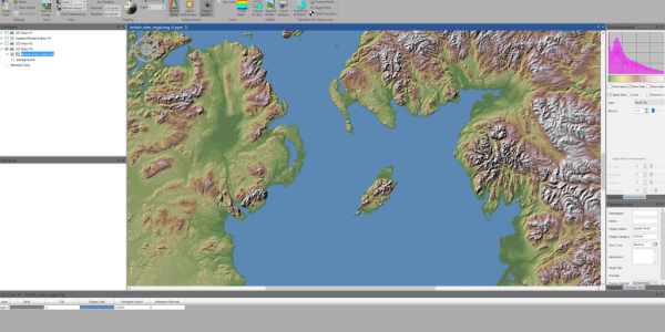 Interface Erdas Imagine, carte topographique