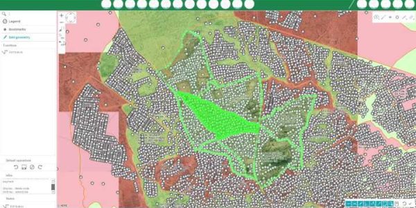 Interface de Smart Census : vue des unités d'habitation d'un territoire